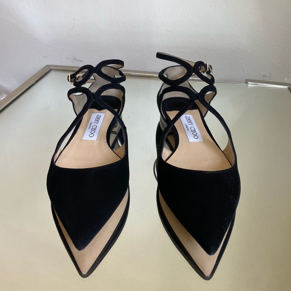New JIMMY CHOO Lancer flat pointed suede décolleté 37.5 - Picture 3 of 9